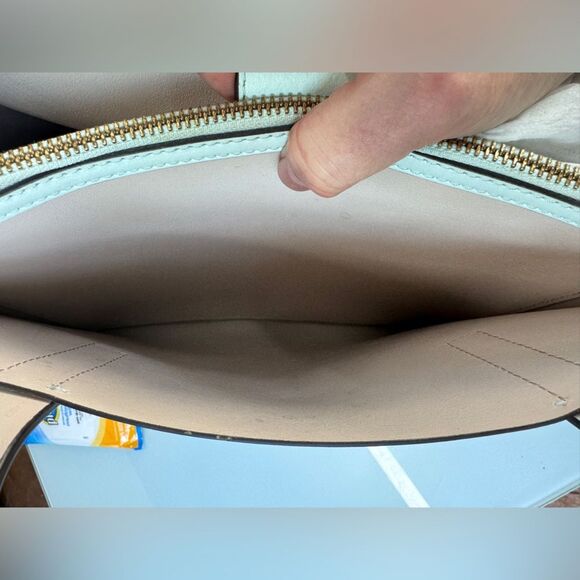 NWOT Kate Spade Tote Bag – Leather Structured Shopper –Light Blue Work Bag Purse - Picture 12 of 16